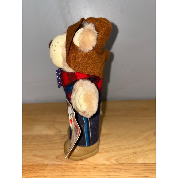 Wendys 1986 Furskins Dudley Plush Bear Toy In Cowboy Outfit With Jeans & Bow Tie - Picture 2 of 7